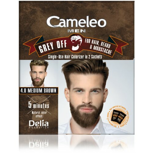 Delia farba protiv sedih za kosu, bradu i brkove cameleo men 4.0 srednje smedja 2x15ml Slike