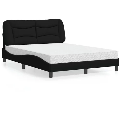  Krevet s madracem crni 140 x 190 cm od tkanine