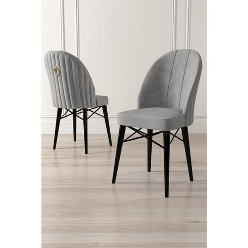 Hanah home set trpezarijskih stolica Ritim 8 kom, siva tkanina Babyface, crne drvene noge Cene