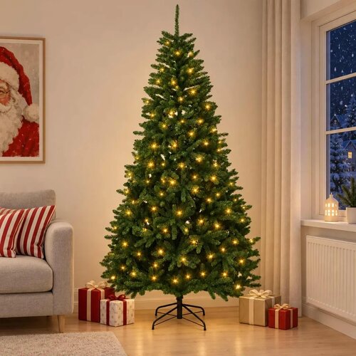  Umjetno božićno drvce s nogom 270 cm 600 LED lampica - Srednje zelena Ø 128 x 270 cm s 300 LED dioda Cene