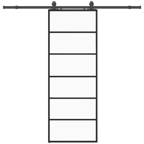 vidaXL Drsna vrata z opremo črna 76x205 cm ESG steklo Cene