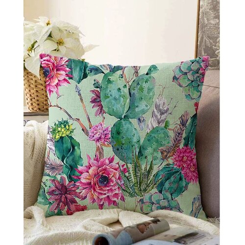 Minimalist Cushion Covers Zelana prevleka za vzglavnik iz mešanice bombaža Cactus, 55 x 55 cm Cene