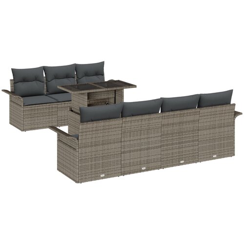 vidaXL 8-dijelni set vrtnih sofa s jastučićima siva poli ratan Cene