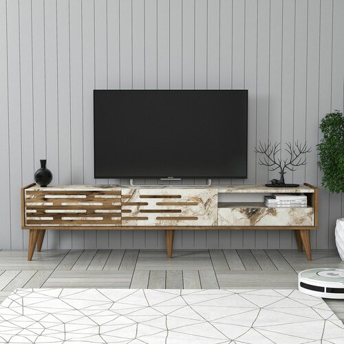 HANAH HOME valensiya - walnut, white, marble walnutwhitemarble tv stand Slike