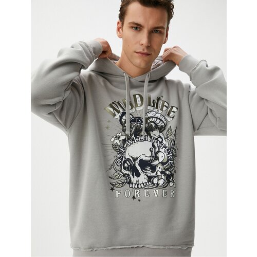 Koton Oversize Hooded Sweatshirt Skull Printed Slike