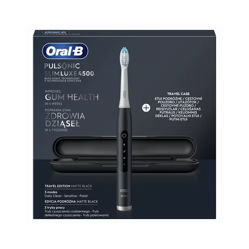 Oral-b električna zobna ščetka Pulsonic Slim Luxe 4500 Matte Black Travel Edition 4210201305972