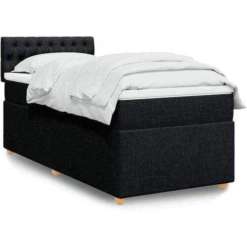VidaXL Krevet s oprugama i madracem crni 100 x 200 cm od tkanine Slike