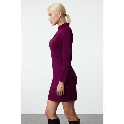 Trendyol Plum Mini Woven Collar Detailed Woven Dress Slike