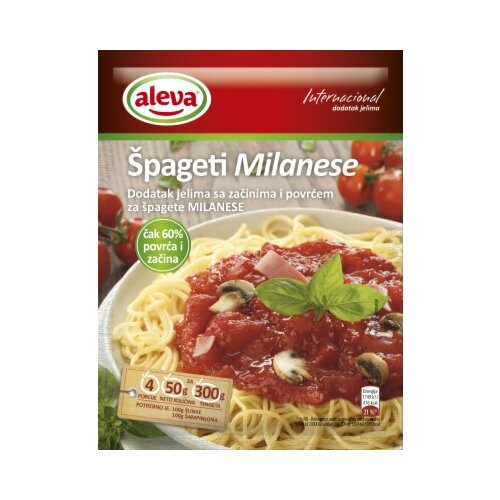 Aleva špageti milanese dodatak jelima sa začinima i povrćem 50g kesica Slike