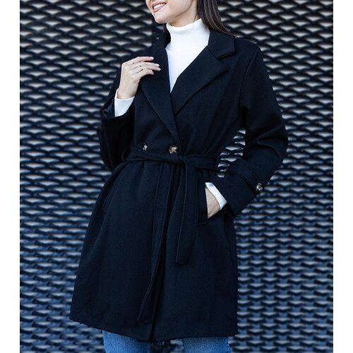 Gemre Elegant Black Oversized Belted Coat Bahera Cijene