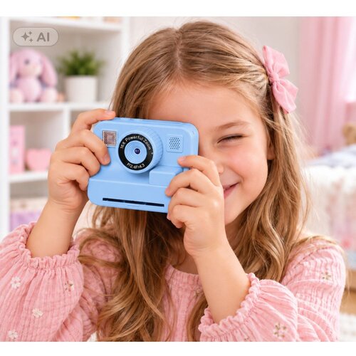 LEAN Toys dječji digitalni fotoaparat s instant ispisom fotografija, plavi Slike