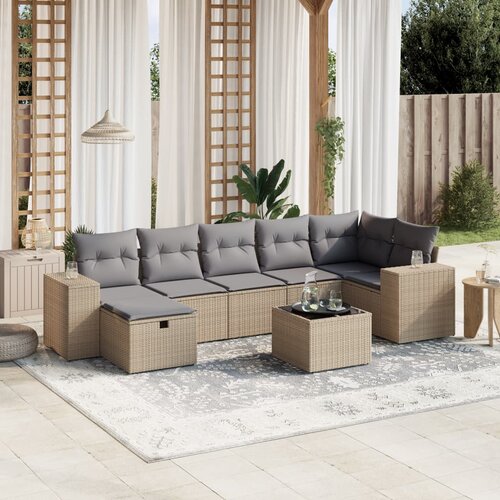 vidaXL 8-dijelni set vrtnih sofa s jastucima bež od poliratana Cene