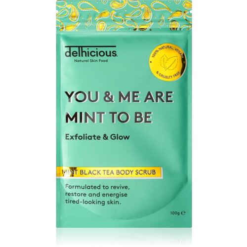 delhicious YOU & ME ARE MINT TO BE MINT BLACK TEA osvježavajući piling za tijelo za suhu kožu sklonu svrbežu 100 g Cijene