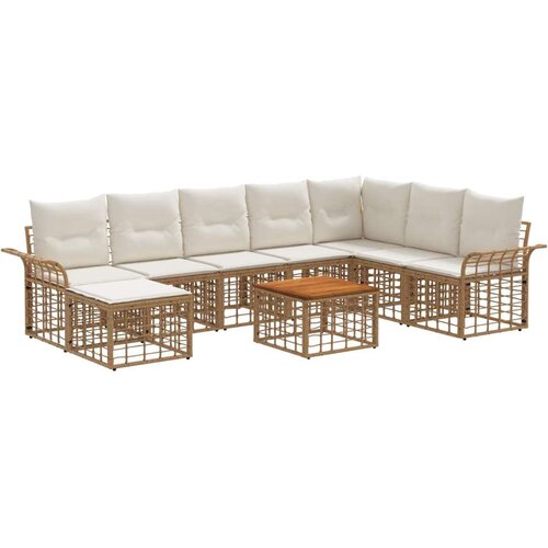  Set vanjskih sofa s jastukom 5 pcs Poliester - Prirodna i kremasto bijela sa stolom Cijene