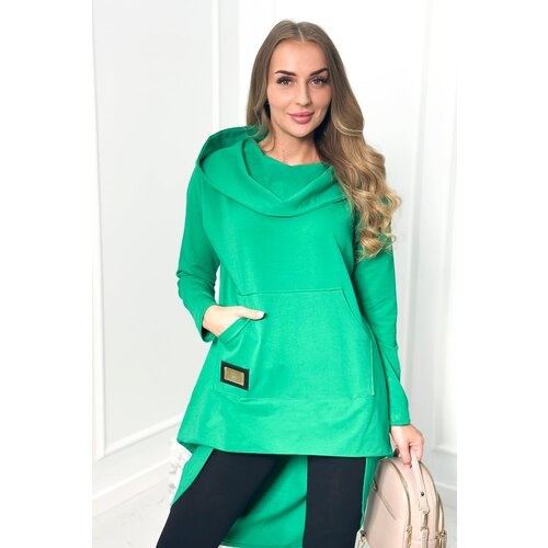 Kesi Long back sweatshirt with hood light green Cene