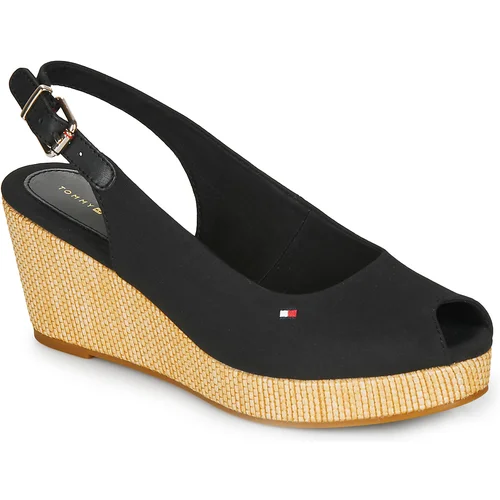 Tommy Hilfiger ICONIC ELBA SLING BACK WEDGE Crna