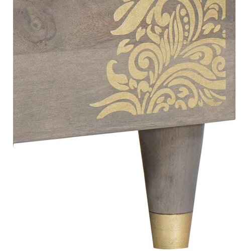  Kreveta Siva i zlatna 80 x 33 x 75 cm Čvrsto drvo manga Slike