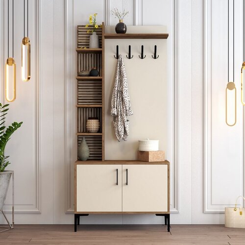 Hanah home Viyana D - Walnut, Cream WalnutCream Hall Stand Cene