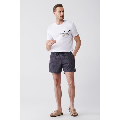 Avva Men's Anthracite-gray Quick Dry Printed Standard Size Swimwear Marine Shorts Slike