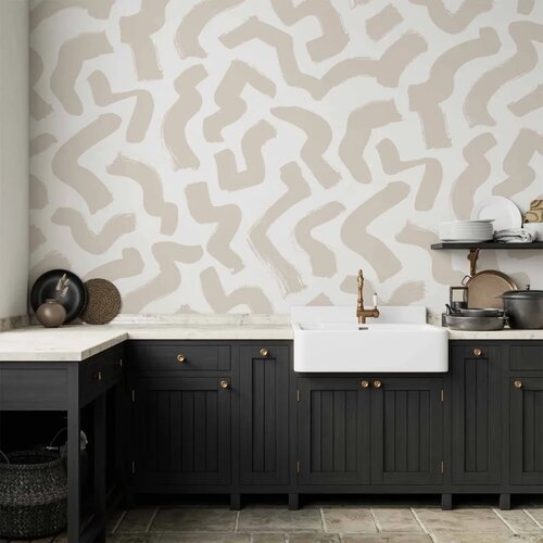  Foto tapeta - Abstract composition - beige patterns in shapes on a white background 300x210 Vodootporna Cijene
