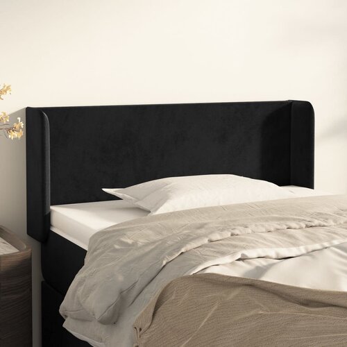 VidaXL Uzglavlje s u&amp;scaron;ima crni 103x16x78/88 cm bar&amp;scaron;unasti Slike