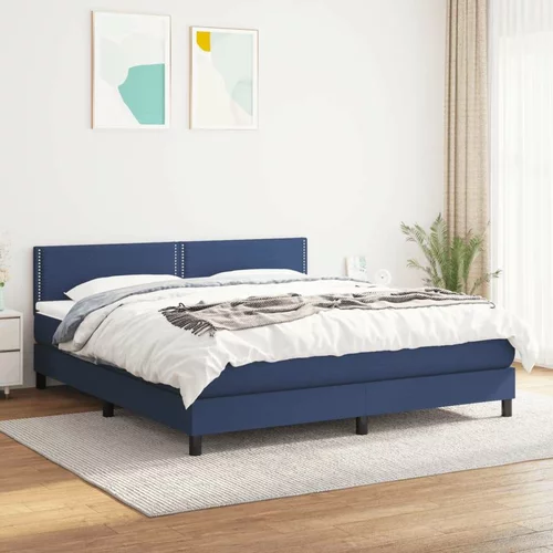  Box spring postelja z vzmetnico modra 180x200 cm blago, (20895096)