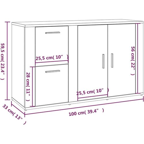 VidaXL Komoda bijela 100 x 33 x 59,5 cm od konstruiranog drva Slike