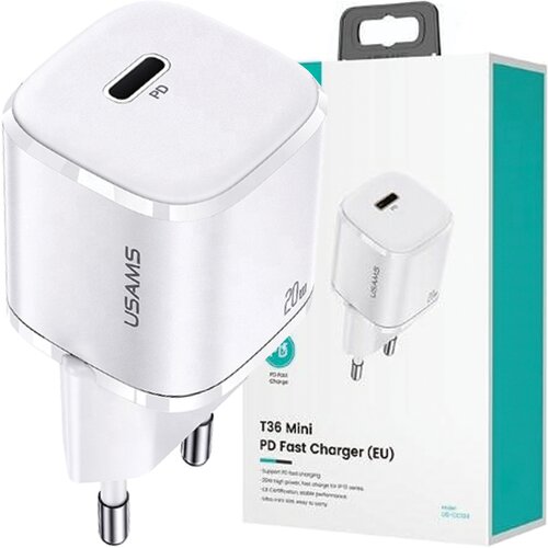 Usams OMREŽNI POLNILEC 1XUSB-C 20W PD3.0 HITRO POLNJENJE ZA TELEFON, BEL, (21974805) Cene
