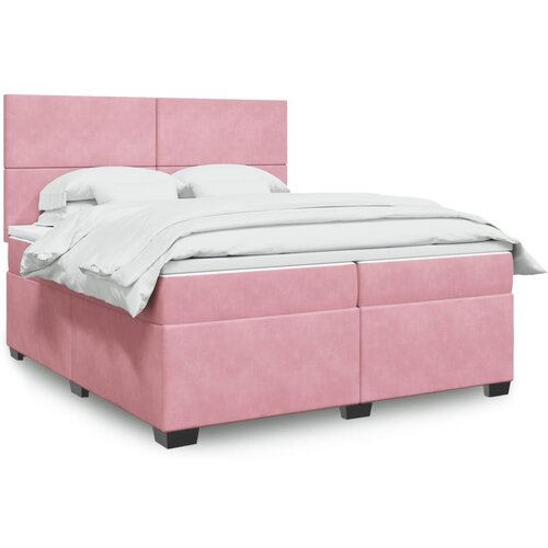 vidaXL Box spring postelja z vzmetnico roza 200x200 cm žamet Cene