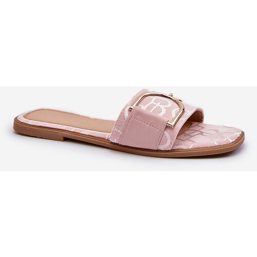 FB3 Shiny Women&amp;#039;s Slippers With Decoration Pink Taleci Slike