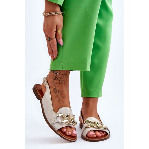 Kesi Women's Leather Sandals Lewski Shoes 3230 Beige-Gold Cijene