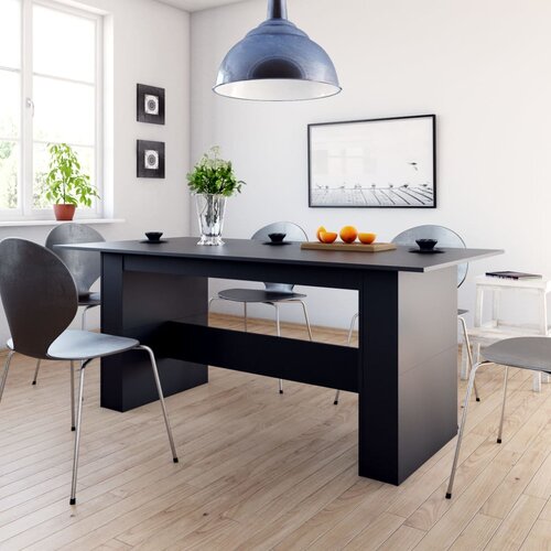 vidaXL Jedilna miza črna 180x90x76 cm iverna plošča Cene