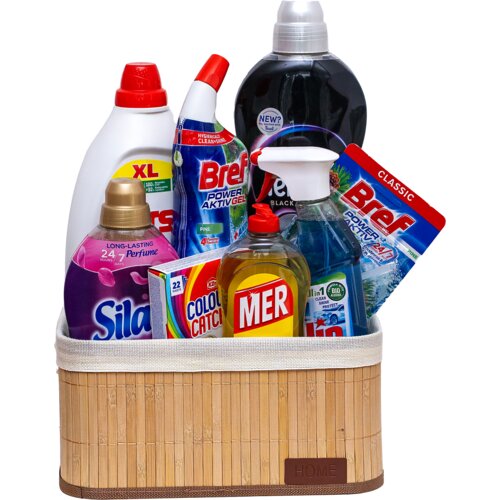 Henkel Paket kućne hemije, 8 proizvoda + Bambus korpa za odlaganje Slike