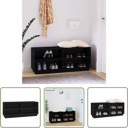 The Living Store Omarica za čevlje črna 110x34x45 cm trdna borovina - Omarica Za Čevlje, (21744662) Cene