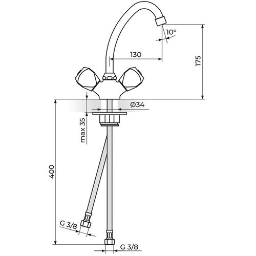 Rosan dvoručna slavina - baterija za sudoperu - lavabo stojeća - kraći izliv 130mm Klasik fumme KF23013 Slike