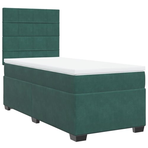 vidaXL Box spring postelja z vzmetnico temno zelena 90x200 cm žamet, (21304932) Cene