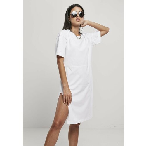 Urban Classics ladies Organic Oversized Slit Tee Dress White Slike