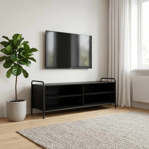  TV ormar 140 x 39,5 x 50 cm Crni hrast Konstruirano drvo Slike