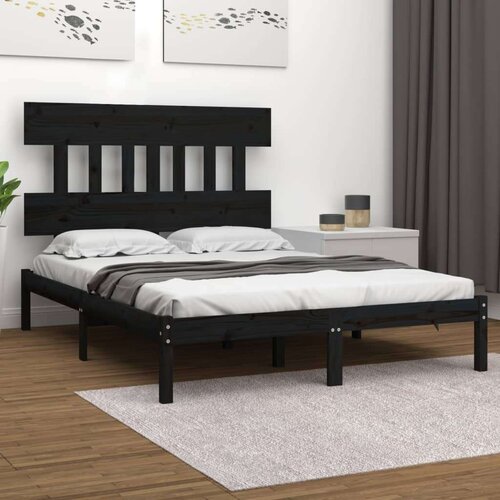 Za krevet od masivnog drva crni 150 x 200 cm 5FT King Slike