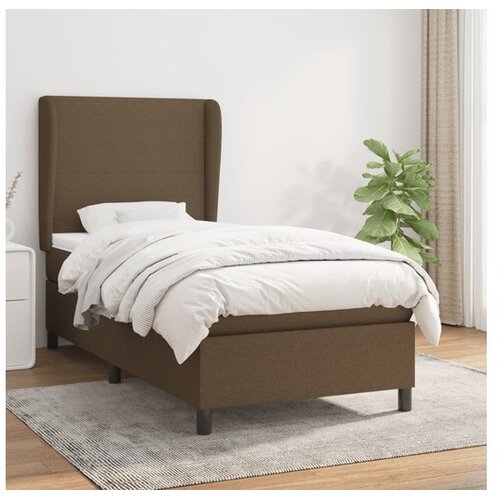  Box spring postelja z vzmetnico temno rjava 100x200 cm blago Cene