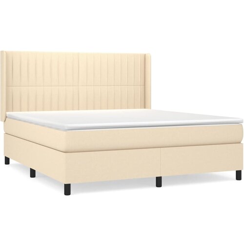 vidaXL Box spring postelja z vzmetnico krem 160x200 cm blago, (20897427) Cene