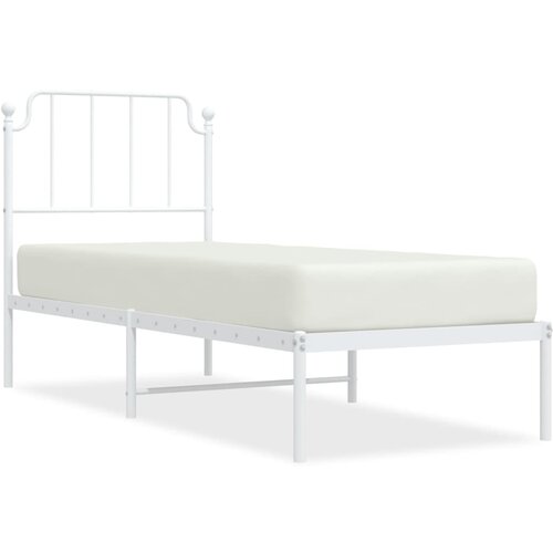 VidaXL Kovinski posteljni okvir z vzglavjem bel 75x190 cm, (20902734) Slike