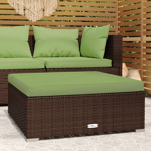 The Living Store Vrtni stolček za noge z blazino rjav 70x70x30 cm poli ratan - Vrtni Stolček Za Noge, (21466361) Slike