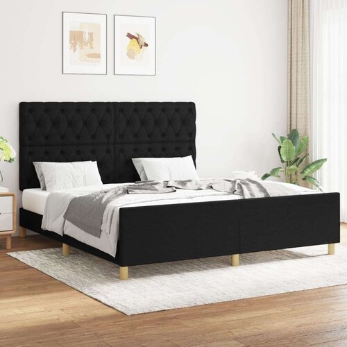  Posteljni okvir z vzglavjem črn 160x200 cm blago, (20795055) Slike