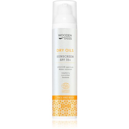 WoodenSpoon Dry Oils losjon za sončenje za obraz in telo SPF 35 100 ml Slike