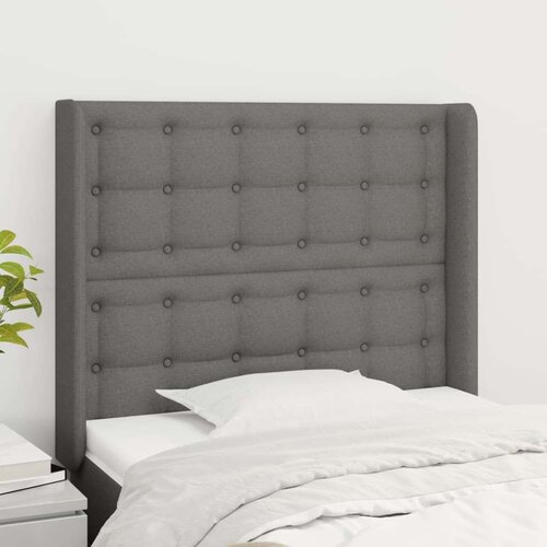  Uzglavlje s u&amp;scaron;ima tamnosivo 93x16x118/128 cm od tkanine Slike
