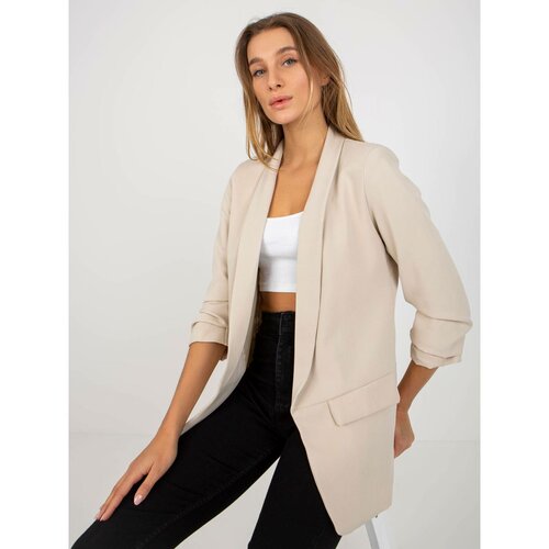 Fashionhunters Light beige elegant jacket without fastening OCH BELLA Cene