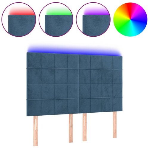 Maison Chic led posteljno vzglavje - vzglavna omarica - nočna omarica temno modro 144x5x118/128 cm žamet, (21712271) Cene