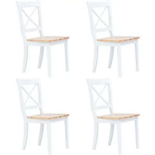  Blagovaonske stolice od drva kaučukovca 4 kom bijele