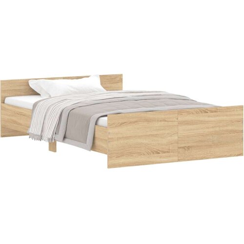 VidaXL Okvir kreveta s uzglavljem i podnožjem boja hrasta 120x200 cm Slike